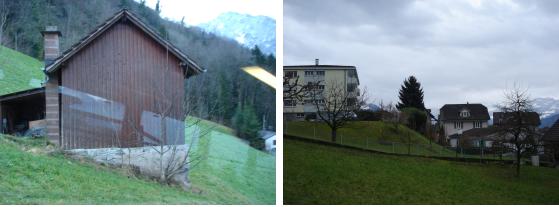 그림4  배후 사면 절토를 최소화한 스위스의 주택 건설 현황(스위스, 루체른)
